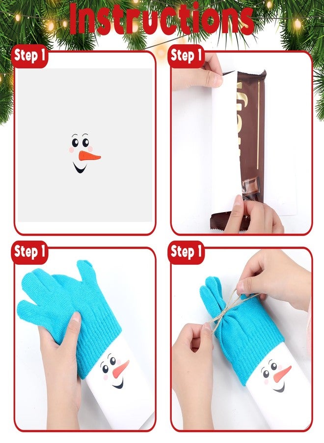 ShinyMatch 10 Pcs Christmas Candy Bar Wrapper with Gloves Snowman Chocolate Bar Kit Candy Wrappers for Winter Christmas Holiday Favor Supplies (No Chocolate) (Bright Style) - Image 4